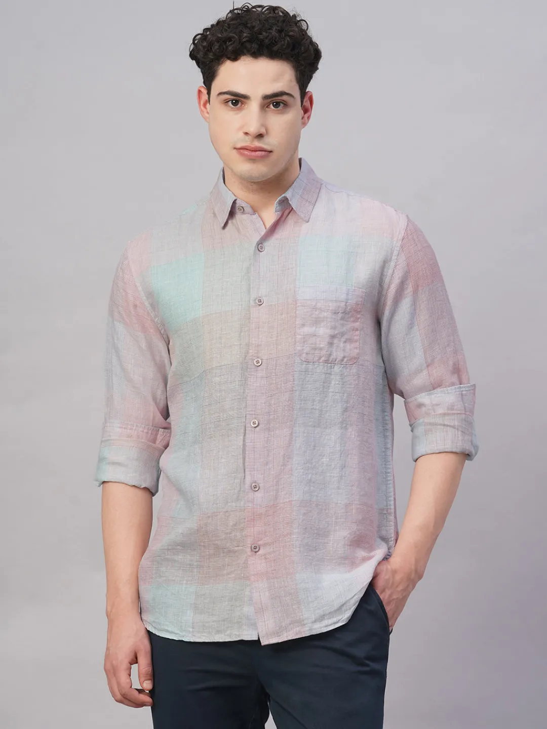 Women Cottonworld 100% Linen Shirts | 100% Linen Shirts^Men's 100% Linen Regular Fit Shirt