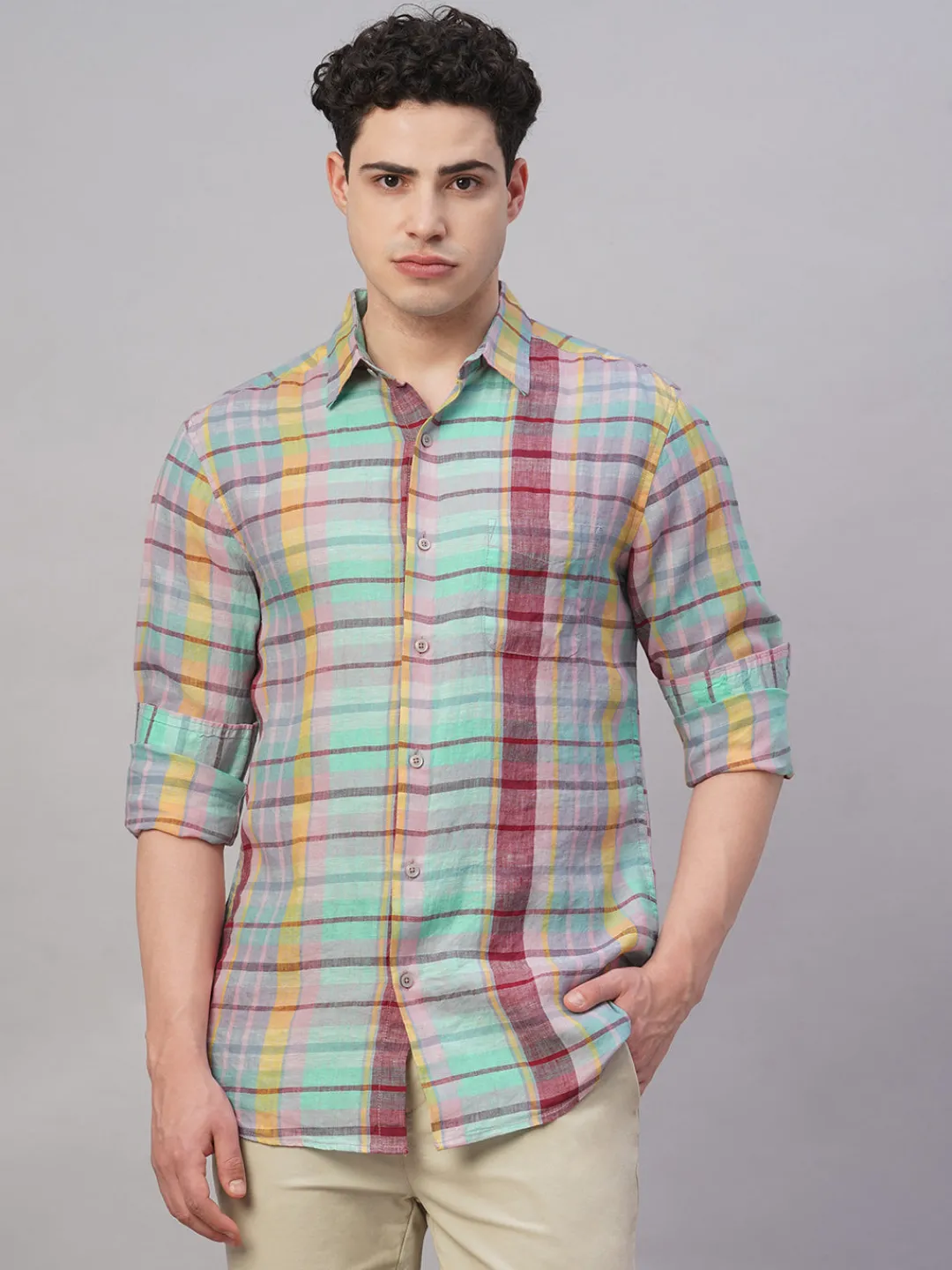 Women Cottonworld 100% Linen Shirts | 100% Linen Shirts^Men's 100% Linen Regular Fit Shirt