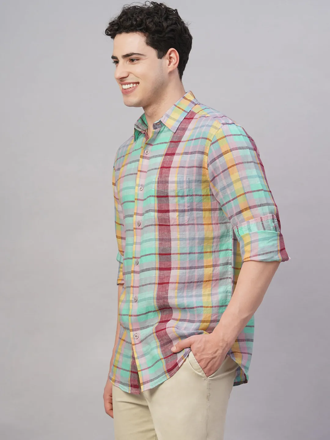Women Cottonworld 100% Linen Shirts | 100% Linen Shirts^Men's 100% Linen Regular Fit Shirt