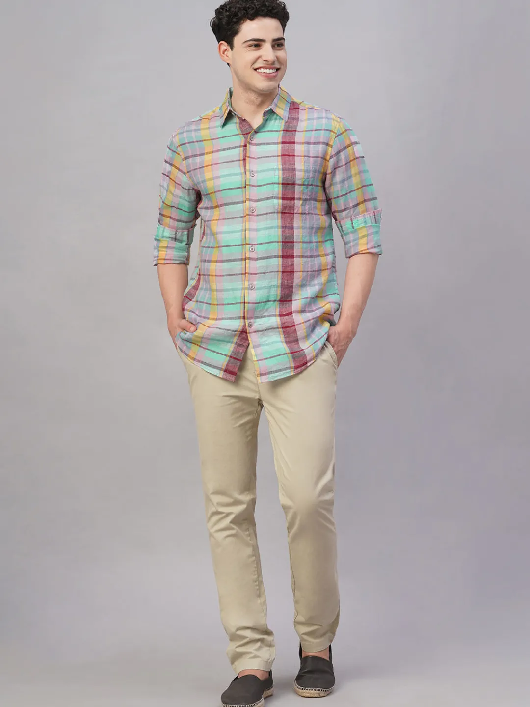 Women Cottonworld 100% Linen Shirts | 100% Linen Shirts^Men's 100% Linen Regular Fit Shirt