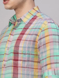 Women Cottonworld 100% Linen Shirts | 100% Linen Shirts^Men's 100% Linen Regular Fit Shirt