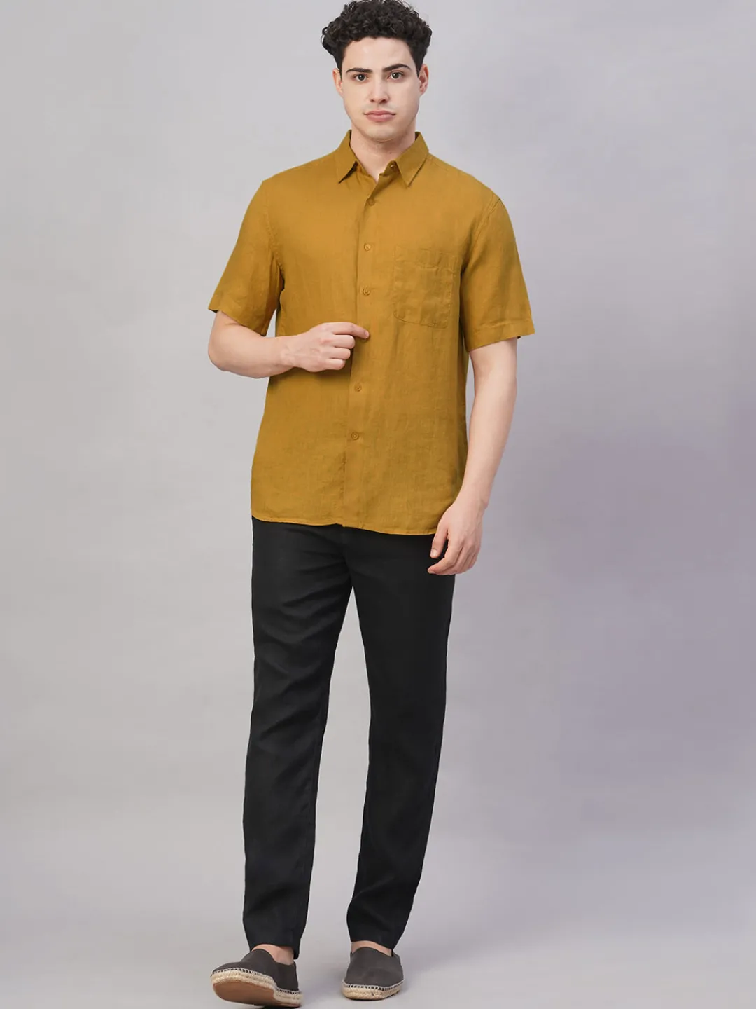 Women Cottonworld 100% Linen Shirts | 100% Linen Shirts^Men's 100% Linen Regular Fit Shirt