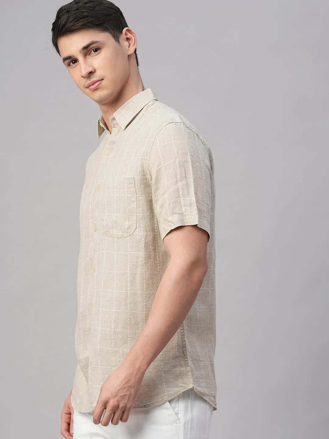 Women Cottonworld 100% Linen Shirts | 100% Linen Shirts^Men's 100% Linen Regular Fit Shirt