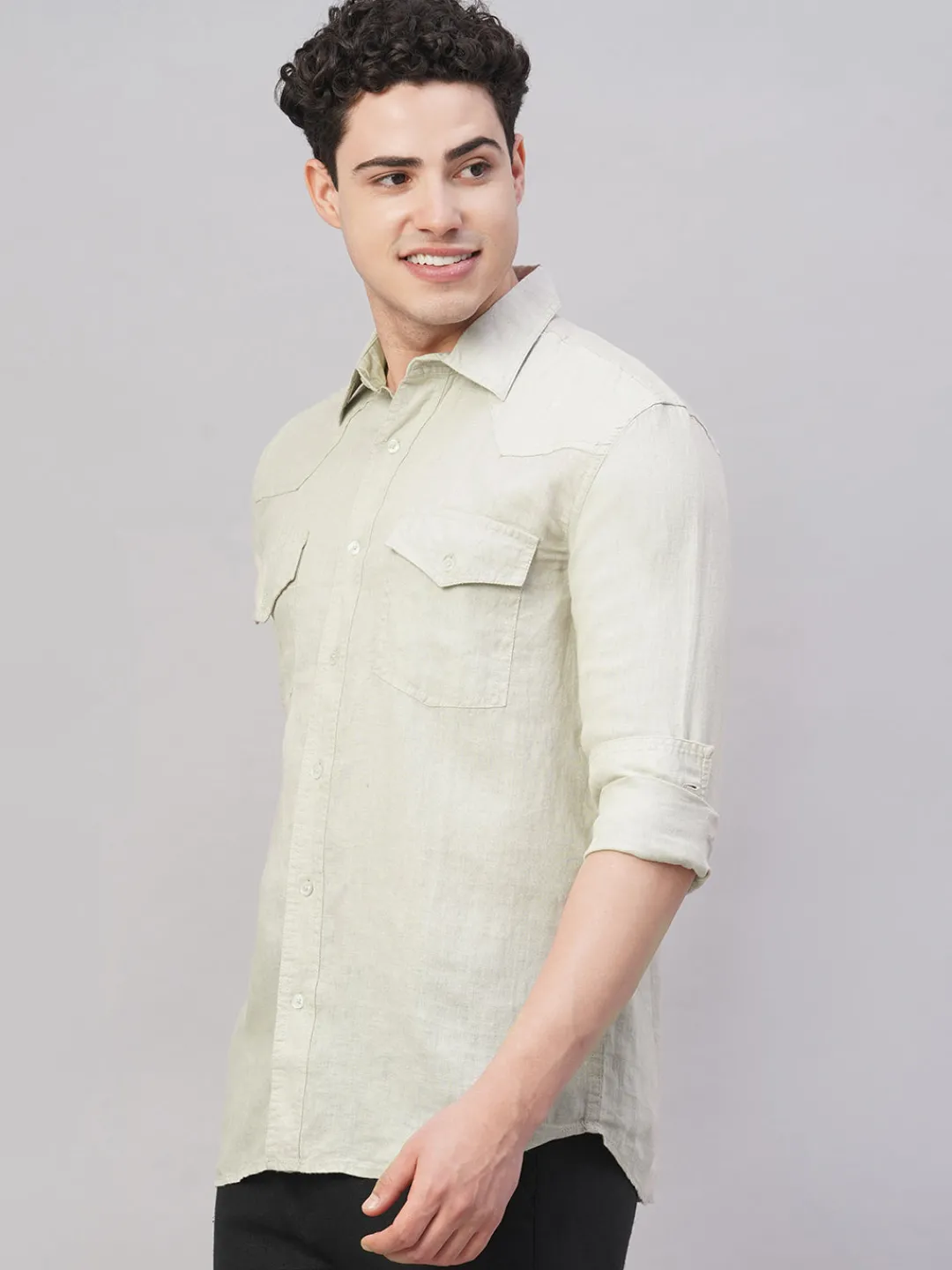 Women Cottonworld 100% Linen Shirts | 100% Linen Shirts^Men's 100% Linen Regular Fit Shirt
