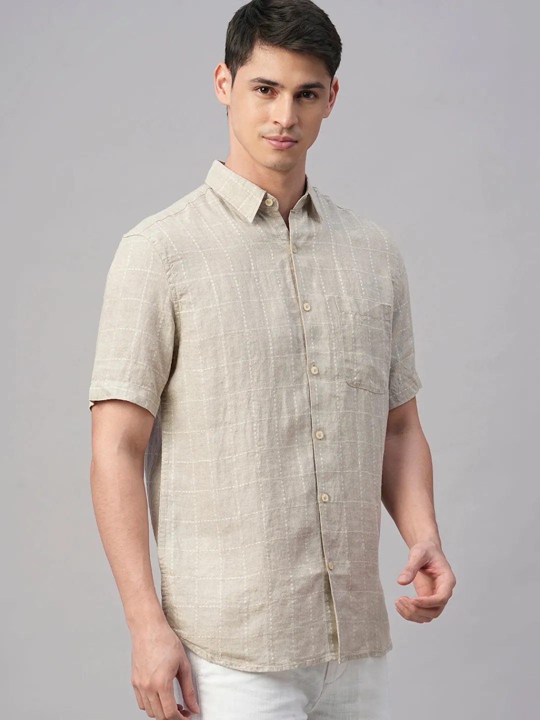 Women Cottonworld 100% Linen Shirts | 100% Linen Shirts^Men's 100% Linen Regular Fit Shirt