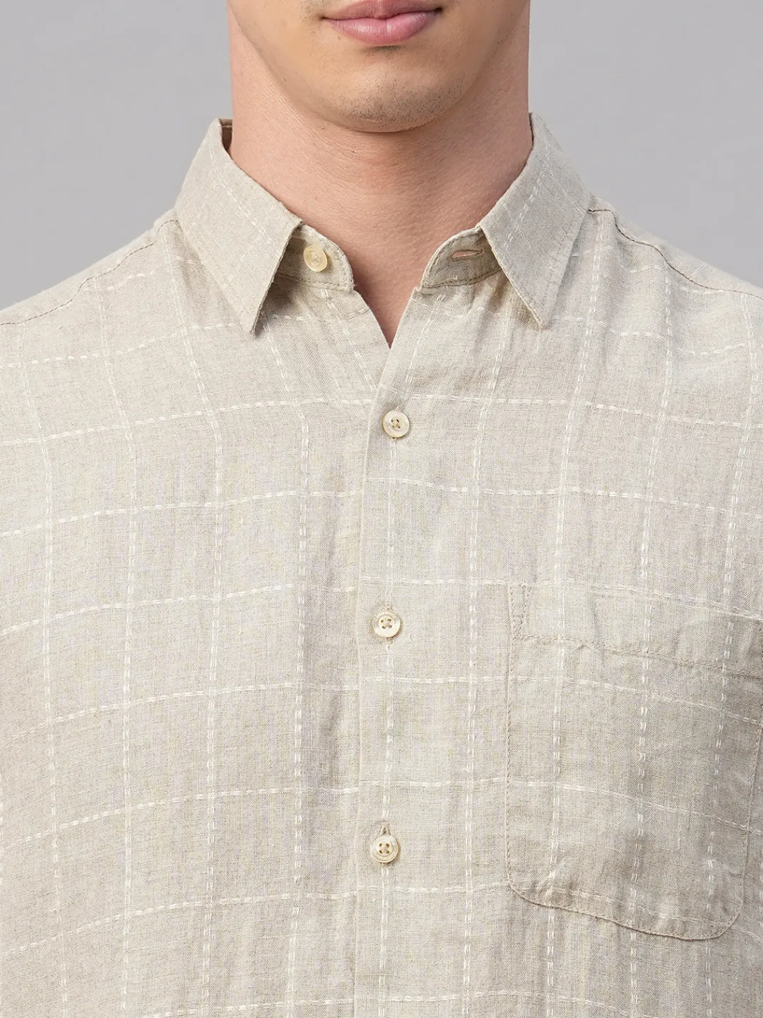 Women Cottonworld 100% Linen Shirts | 100% Linen Shirts^Men's 100% Linen Regular Fit Shirt