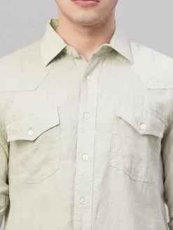 Women Cottonworld 100% Linen Shirts | 100% Linen Shirts^Men's 100% Linen Regular Fit Shirt