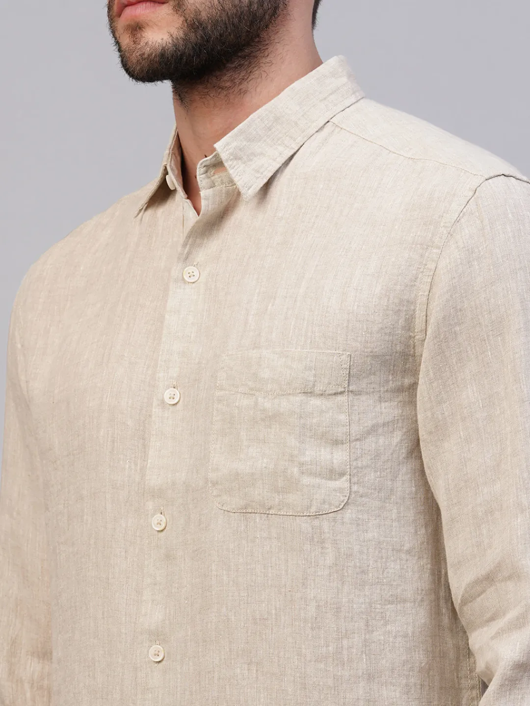 Women Cottonworld 100% Linen Shirts | 100% Linen Shirts^Men's 100% Linen Regular Fit Long Sleeved Shirt