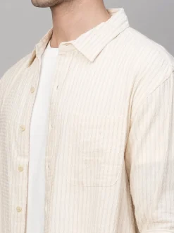Women Cottonworld Striped | Striped^Men's Cotton Viscose Regular Fit Striped Shirt