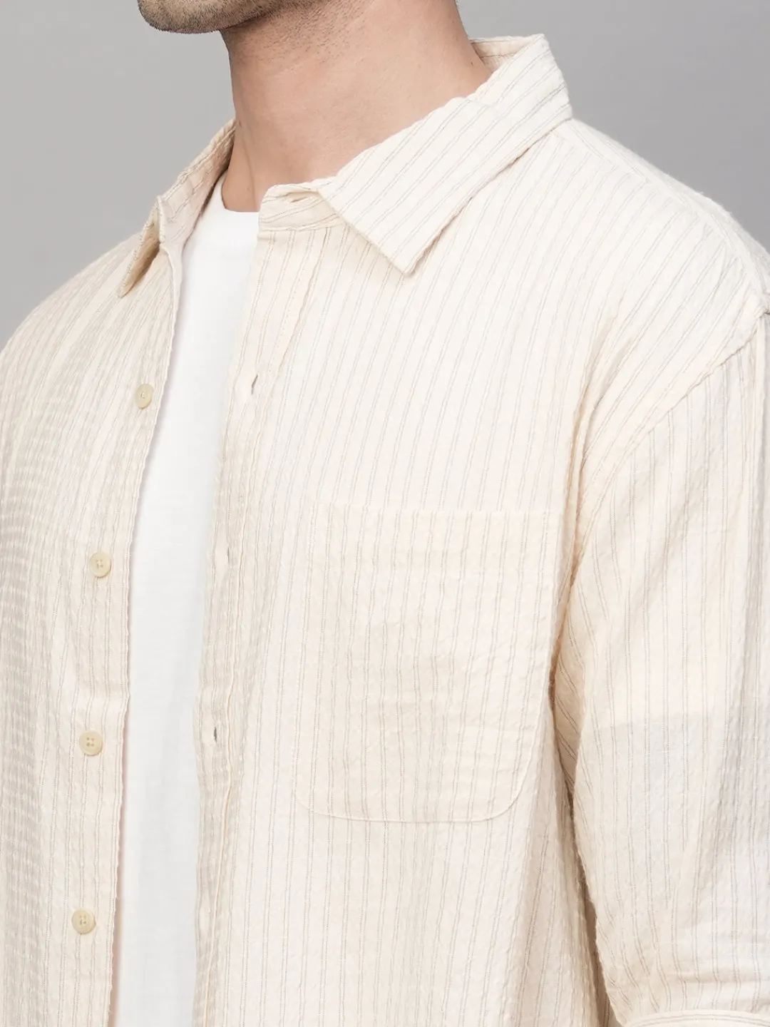 Women Cottonworld Striped | Striped^Men's Cotton Viscose Regular Fit Striped Shirt