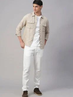 Cottonworld Jackets^Men's Pure Linen Regular Fit Light Weight Summer Jacket