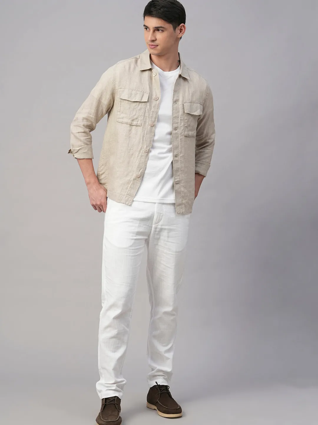 Cottonworld Jackets^Men's Pure Linen Regular Fit Light Weight Summer Jacket