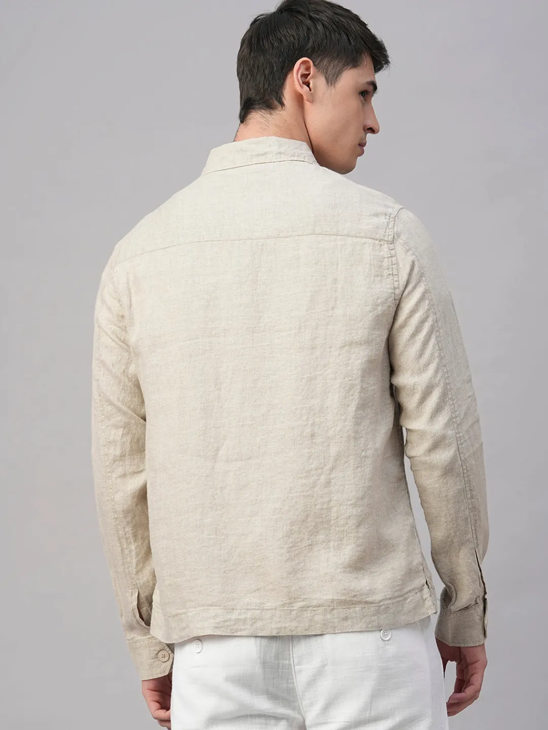 Cottonworld Jackets^Men's Pure Linen Regular Fit Light Weight Summer Jacket