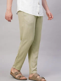 Cottonworld Pants | Pants^Men's Viscose Linen Regular Fit Pant