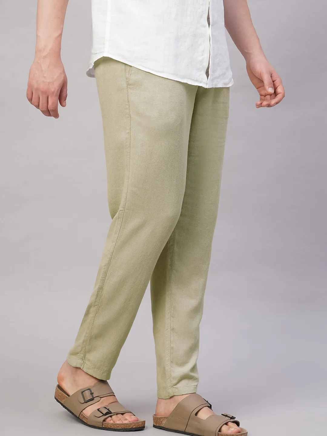 Cottonworld Pants | Pants^Men's Viscose Linen Regular Fit Pant