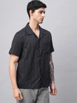 Women Cottonworld Striped | Striped^Men's 100% Cotton Stripe Regular Fit Cuban Collar Shirt