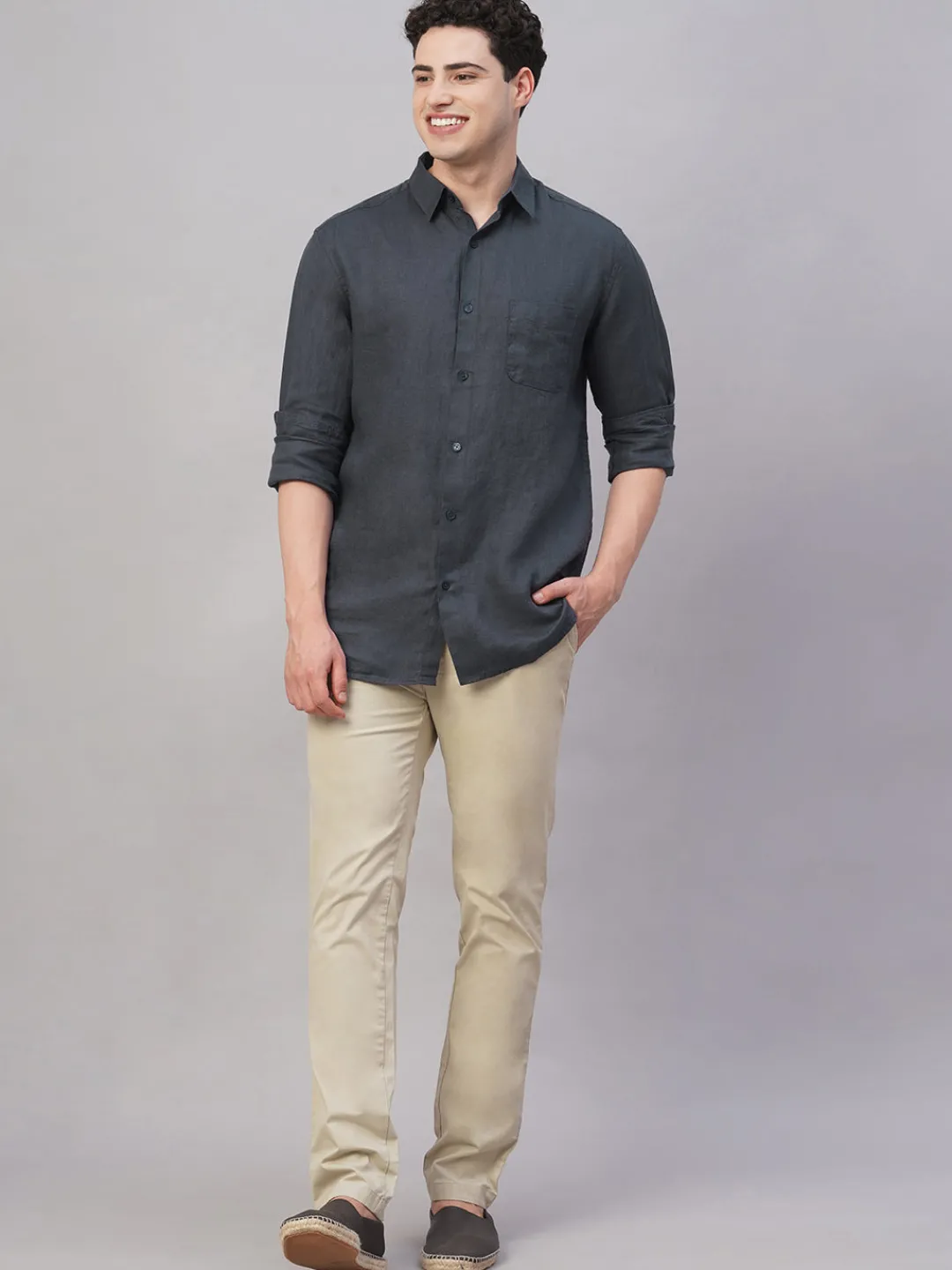 Women Cottonworld 100% Linen Shirts | 100% Linen Shirts^Men's 100% Linen Regular Fit Shirt
