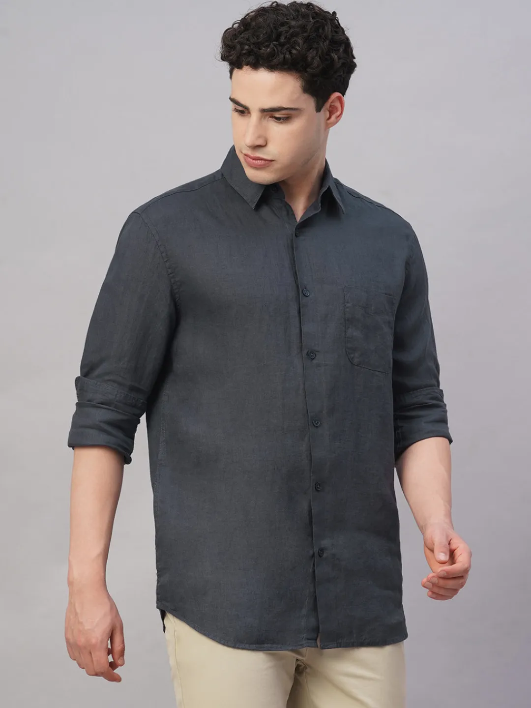 Women Cottonworld 100% Linen Shirts | 100% Linen Shirts^Men's 100% Linen Regular Fit Shirt