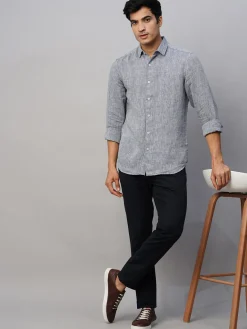 Women Cottonworld 100% Linen Shirts | 100% Linen Shirts^Men's 100% Linen Slim Fit Long Sleeved Shirt