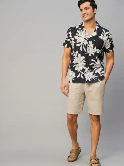 Women Cottonworld Print | Print^Men's Cotton Flax Loose Fit Printed Shirt