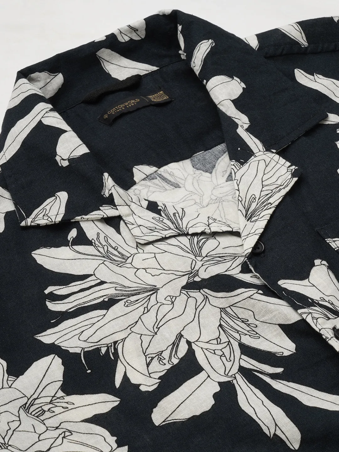 Women Cottonworld Print | Print^Men's Cotton Flax Loose Fit Printed Shirt