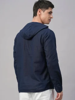 Women Cottonworld Shirts | Shirts^Men's Cotton Linen Regular Fit Hooded Shirt