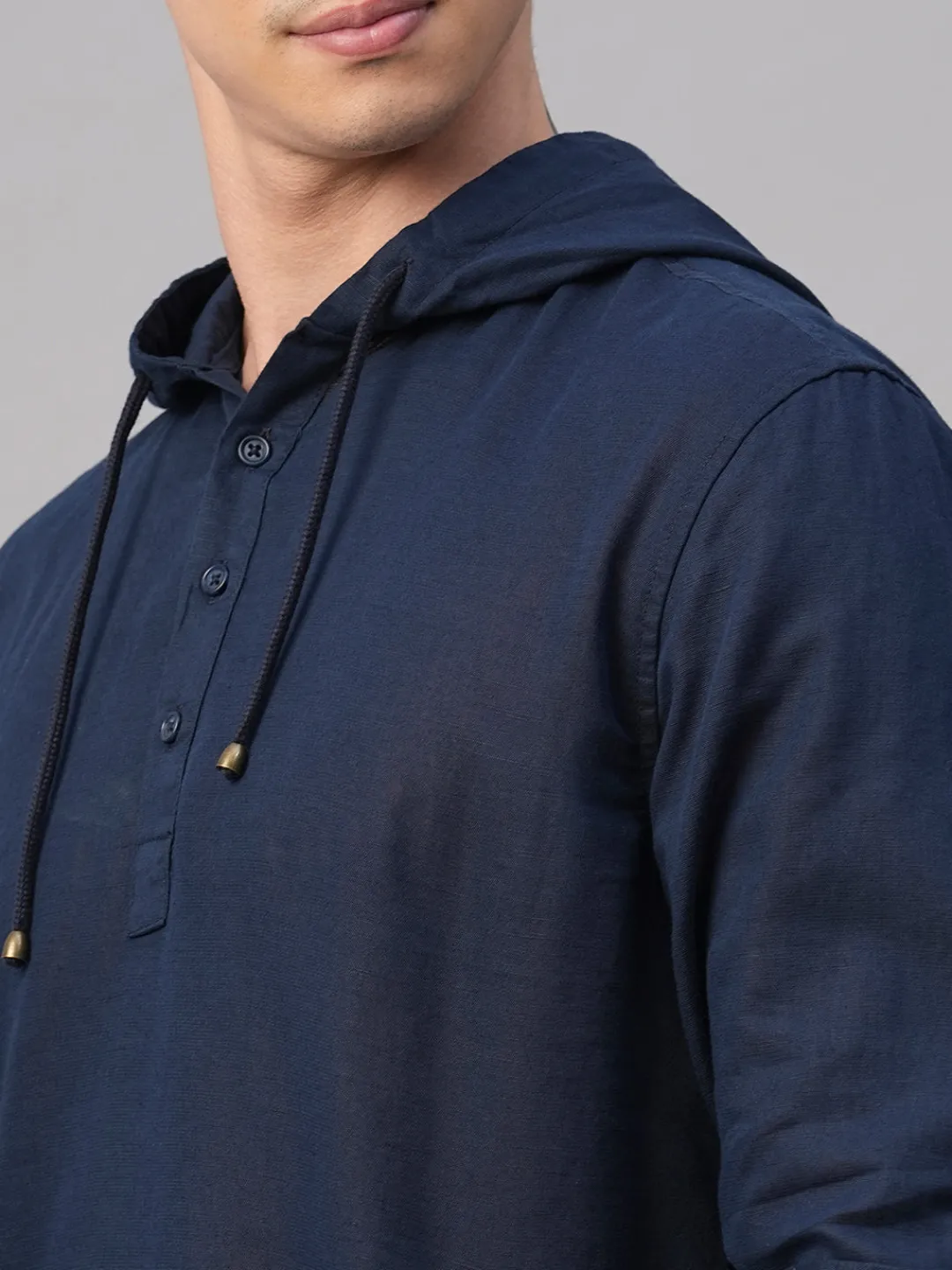 Women Cottonworld Shirts | Shirts^Men's Cotton Linen Regular Fit Hooded Shirt
