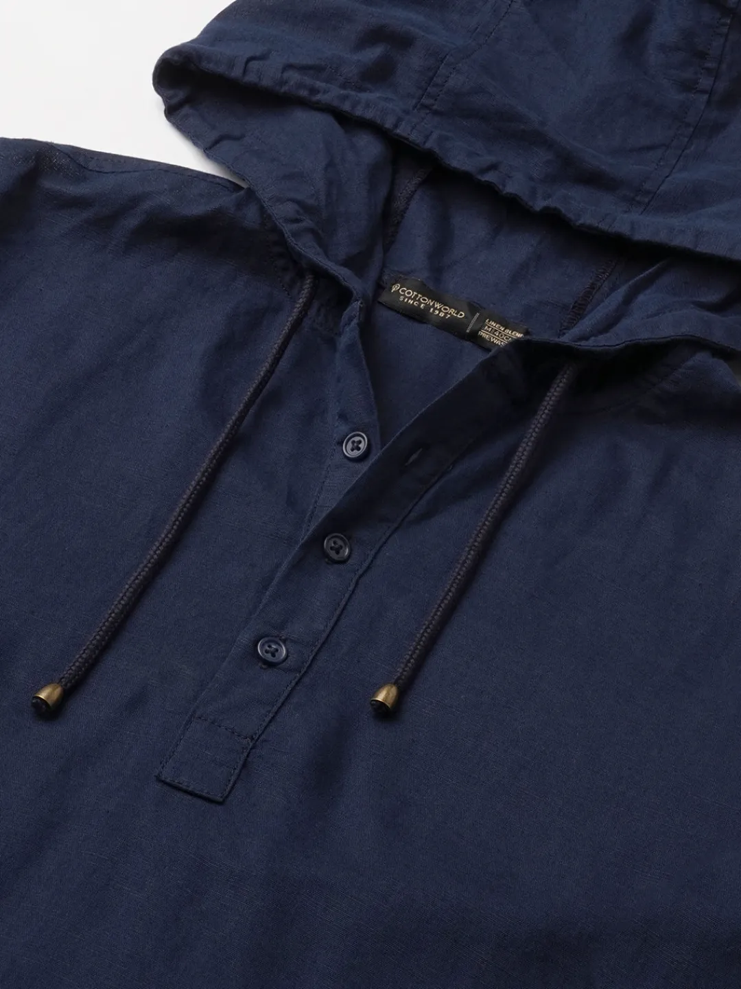 Women Cottonworld Shirts | Shirts^Men's Cotton Linen Regular Fit Hooded Shirt