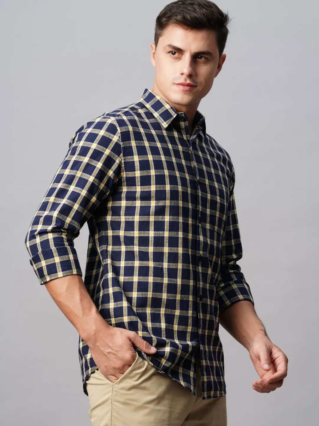 Women Cottonworld Checkered | Checkered^Men's Cotton Regular Fit Checked Shirt