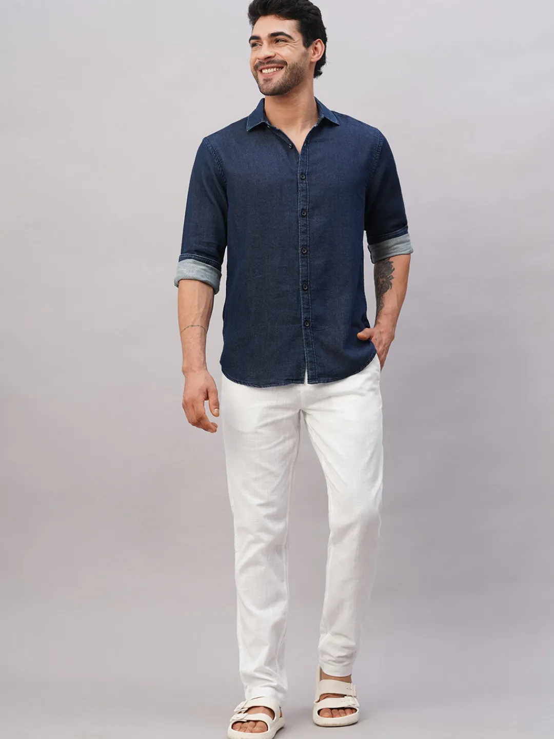 Women Cottonworld Solid | Solid^Men's Cotton Slim Fit Shirt