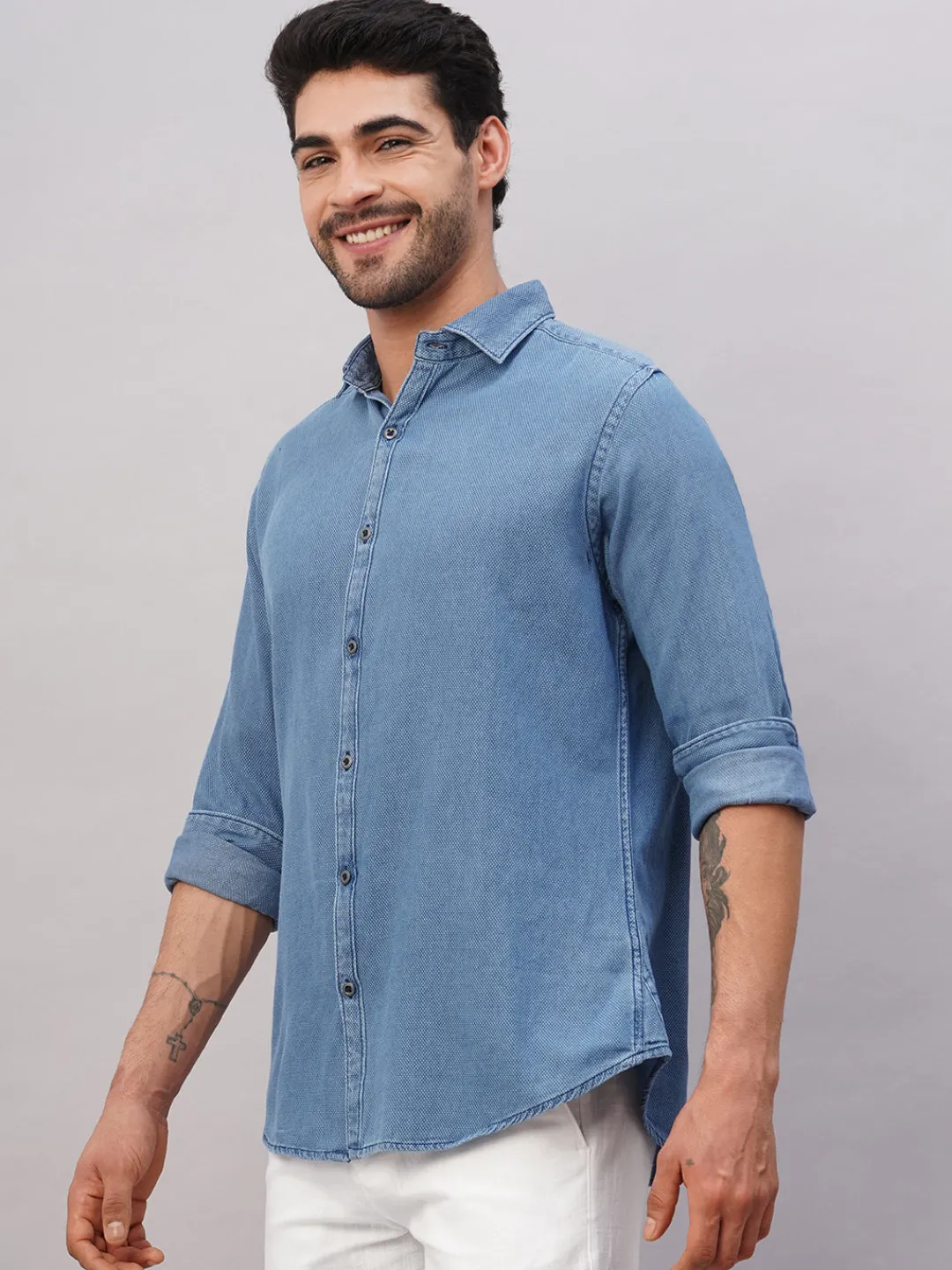 Women Cottonworld Solid | Solid^Men's Cotton Slim Fit Shirt