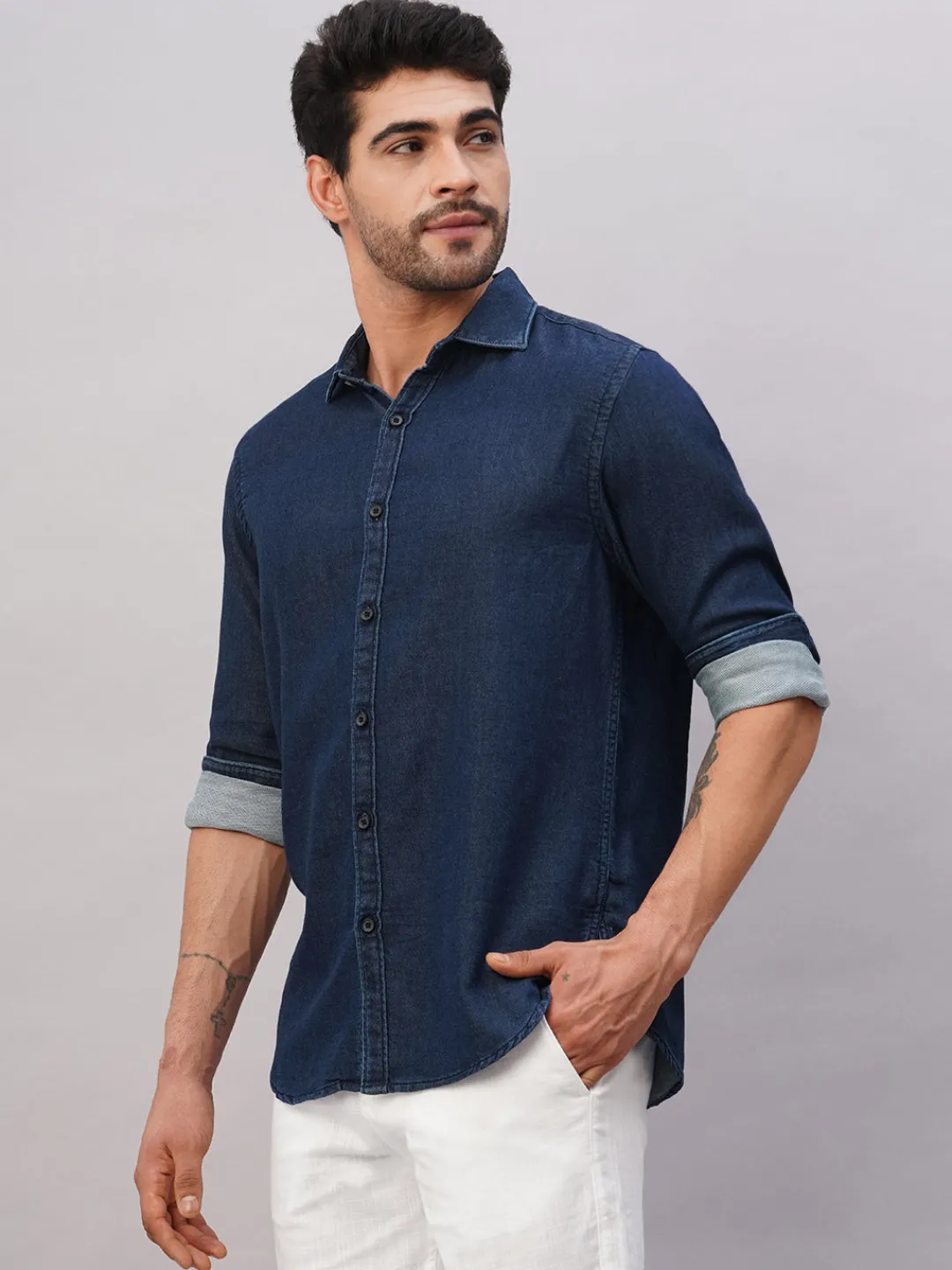 Women Cottonworld Solid | Solid^Men's Cotton Slim Fit Shirt