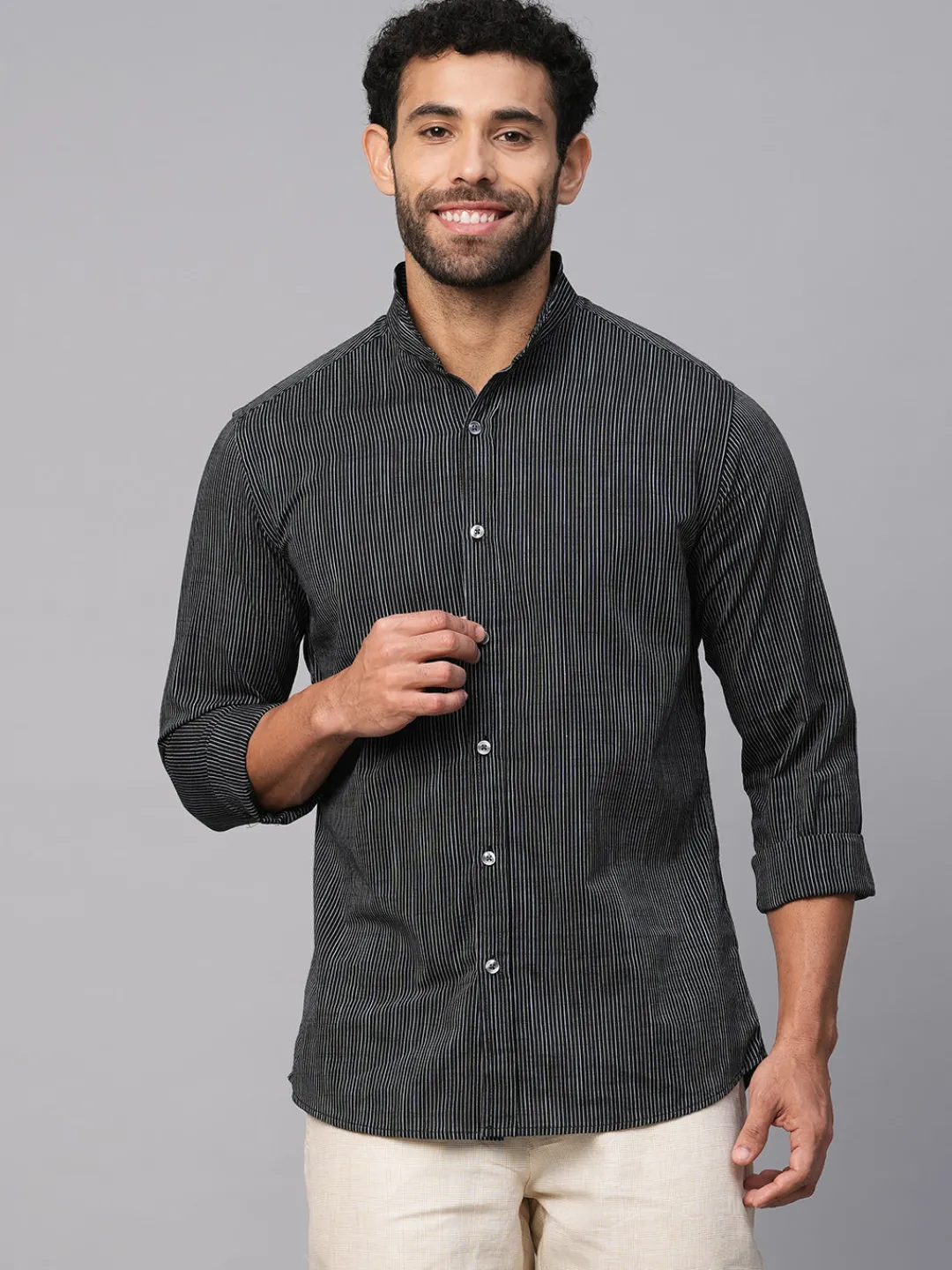 Women Cottonworld Striped | Striped^Men's Cotton Slim Fit Striped Shirt