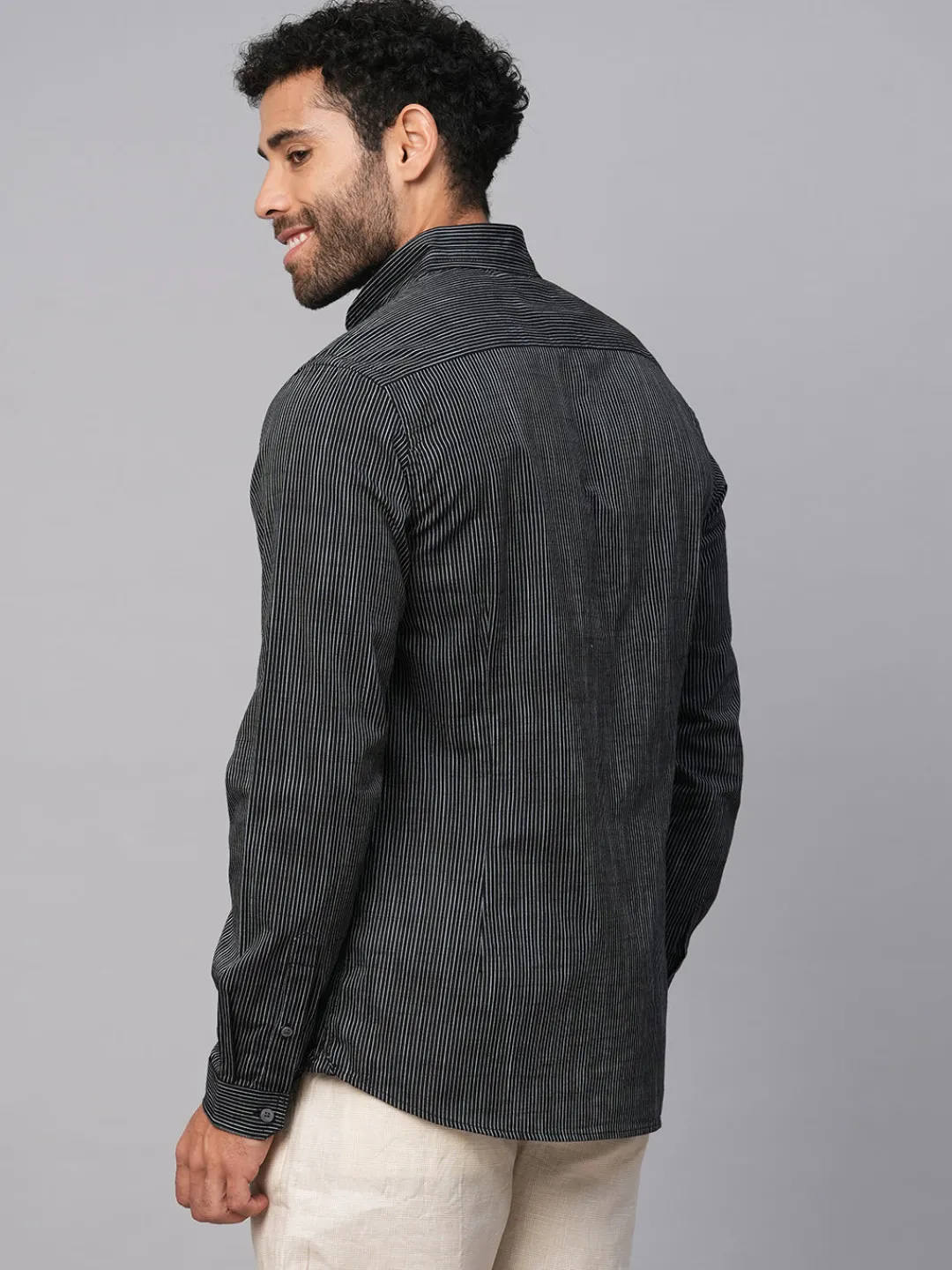 Women Cottonworld Striped | Striped^Men's Cotton Slim Fit Striped Shirt