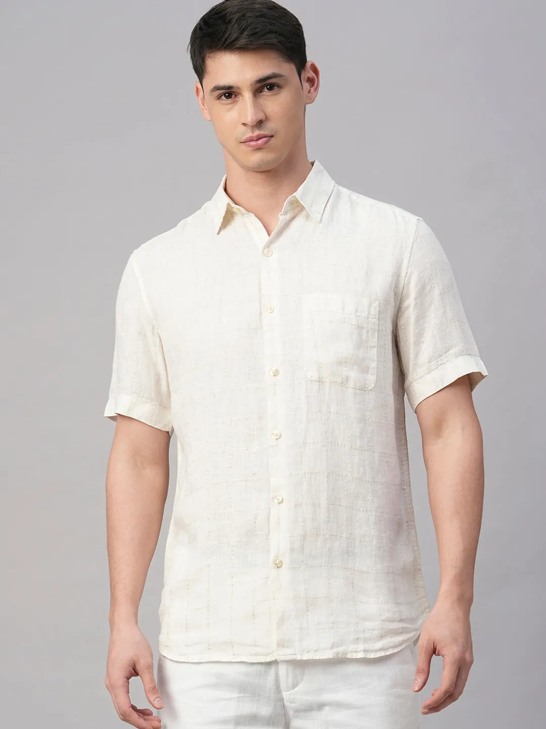 Women Cottonworld 100% Linen Shirts | 100% Linen Shirts^Men's 100% Linen Regular Fit Shirt