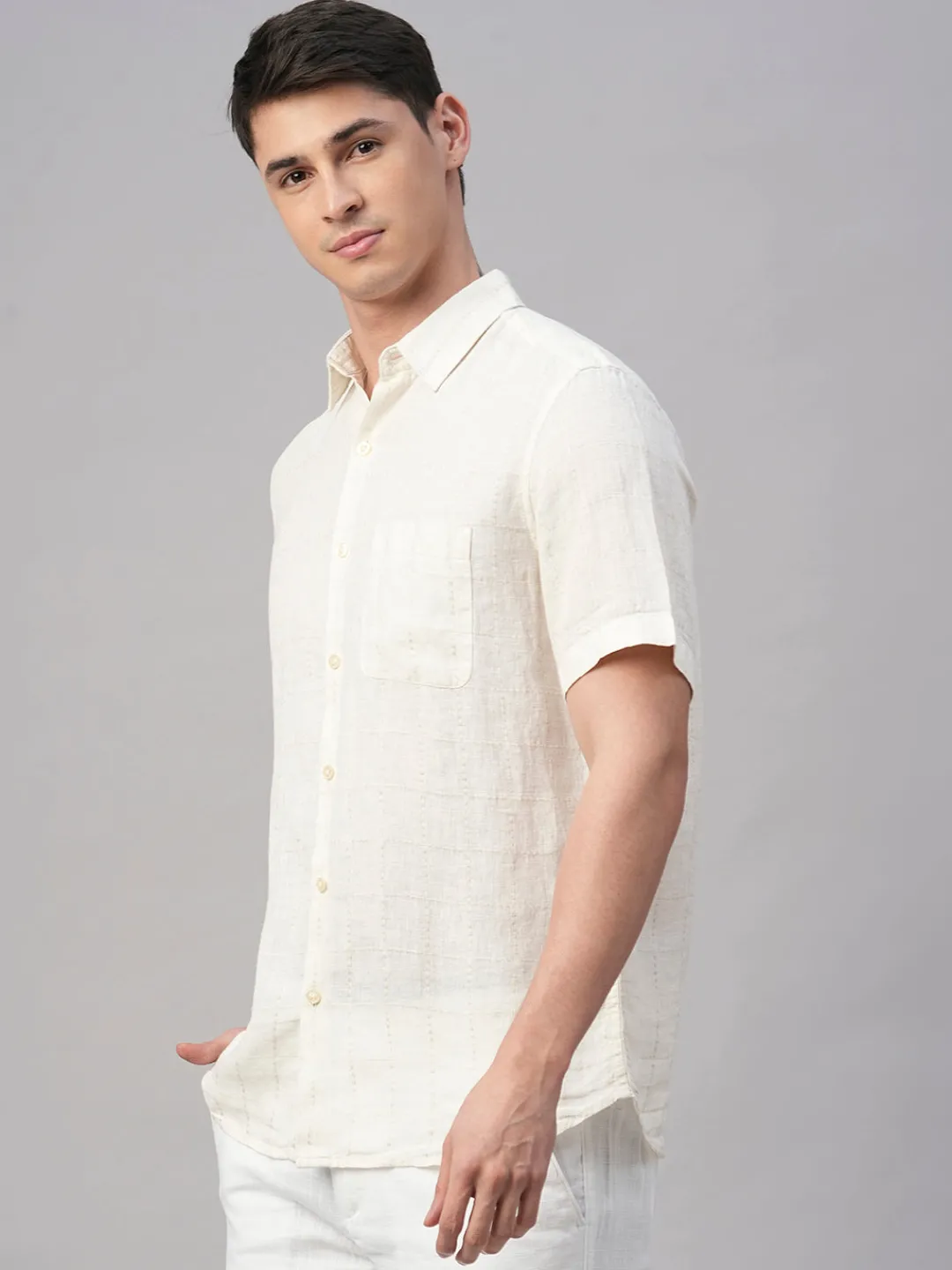 Women Cottonworld 100% Linen Shirts | 100% Linen Shirts^Men's 100% Linen Regular Fit Shirt