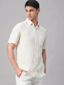 Women Cottonworld 100% Linen Shirts | 100% Linen Shirts^Men's 100% Linen Regular Fit Shirt