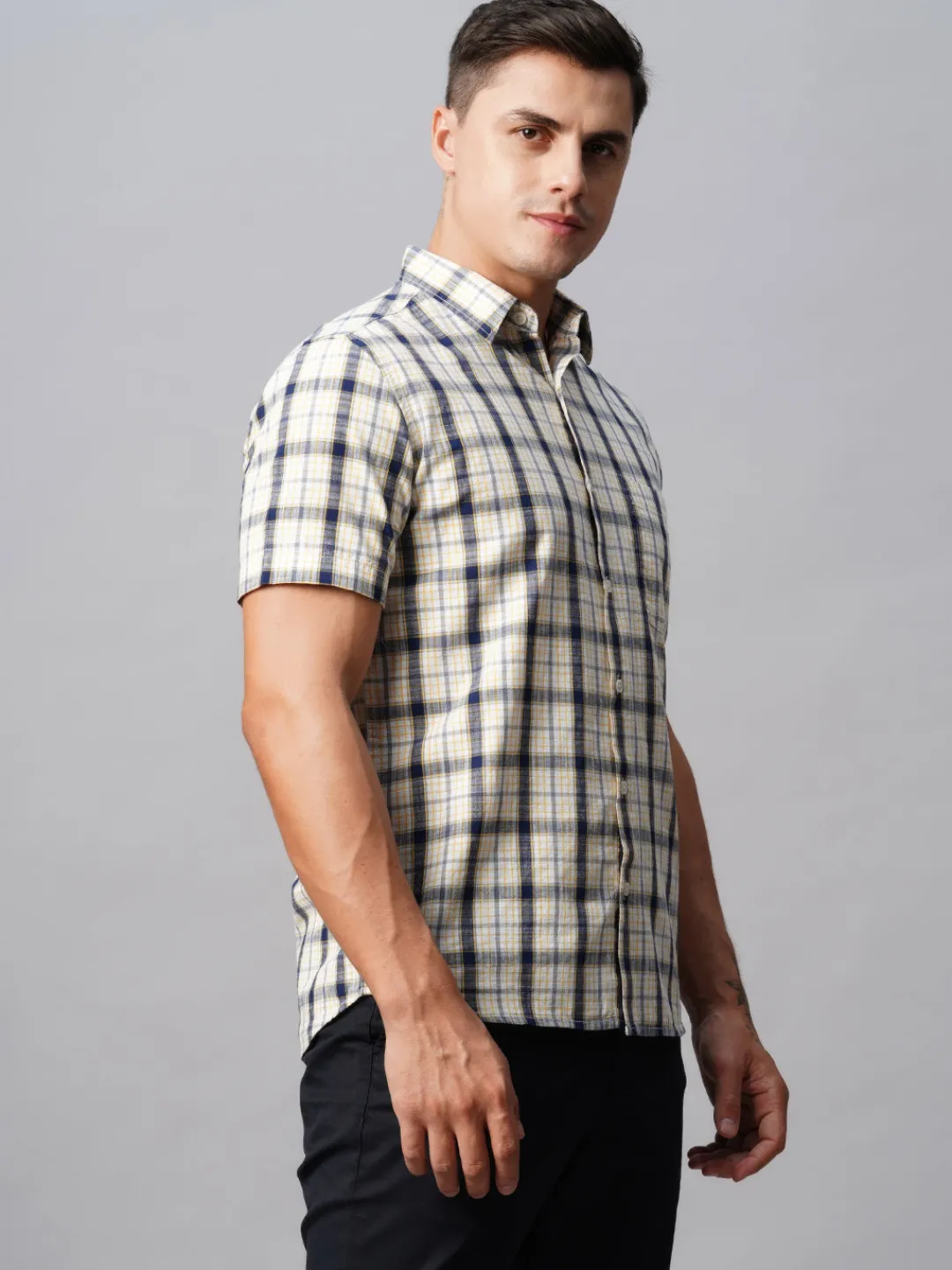 Women Cottonworld Checkered | Checkered^Men's Cotton Regular Fit Checked Shirt