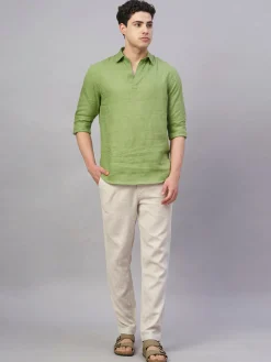 Women Cottonworld 100% Linen Shirts | 100% Linen Shirts^Men's 100% Linen Regular Fit Shirt