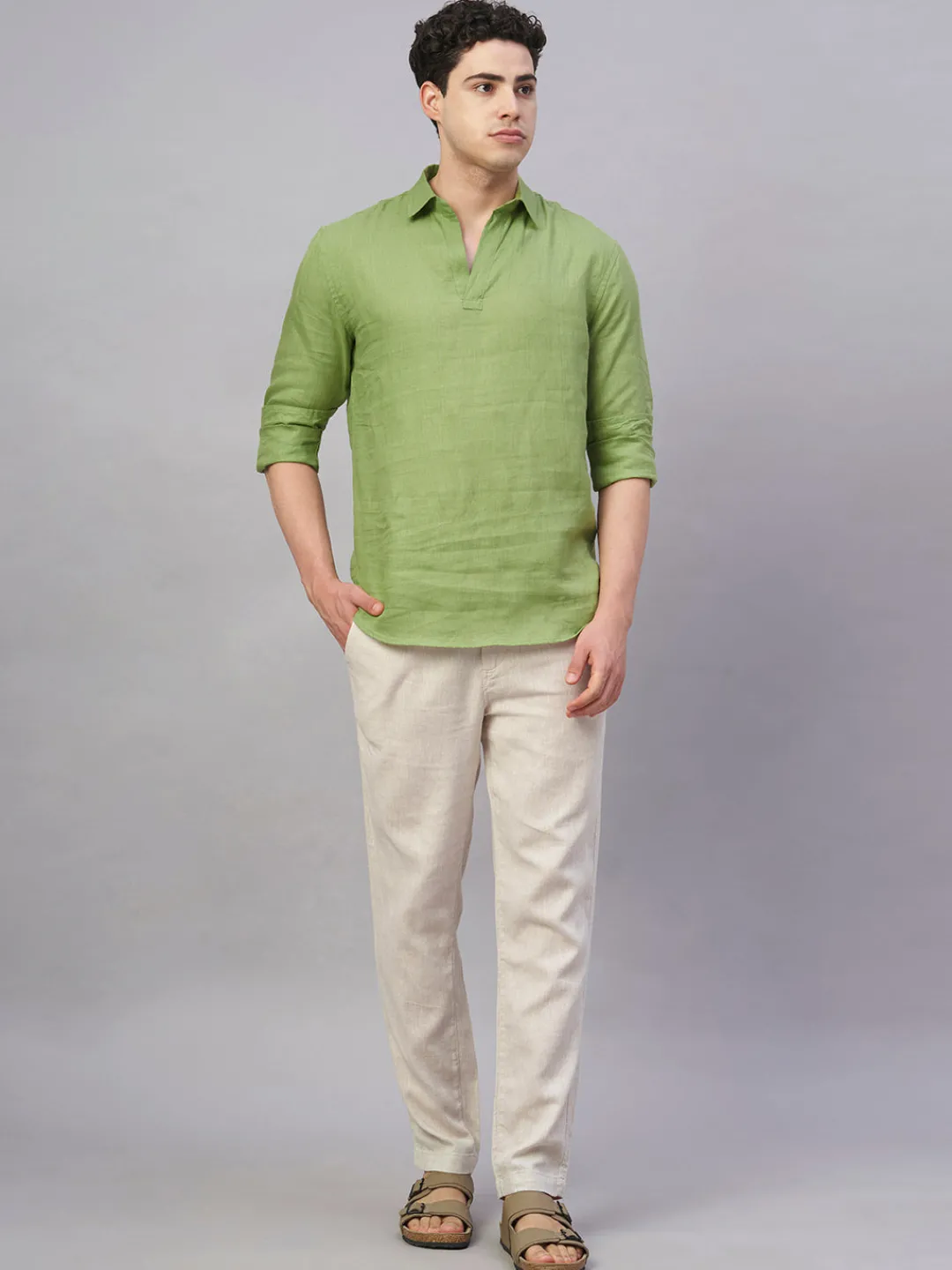 Women Cottonworld 100% Linen Shirts | 100% Linen Shirts^Men's 100% Linen Regular Fit Shirt