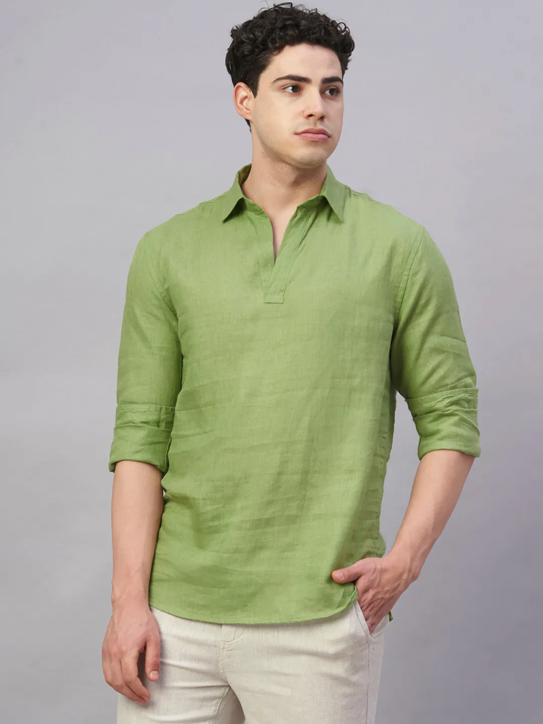Women Cottonworld 100% Linen Shirts | 100% Linen Shirts^Men's 100% Linen Regular Fit Shirt