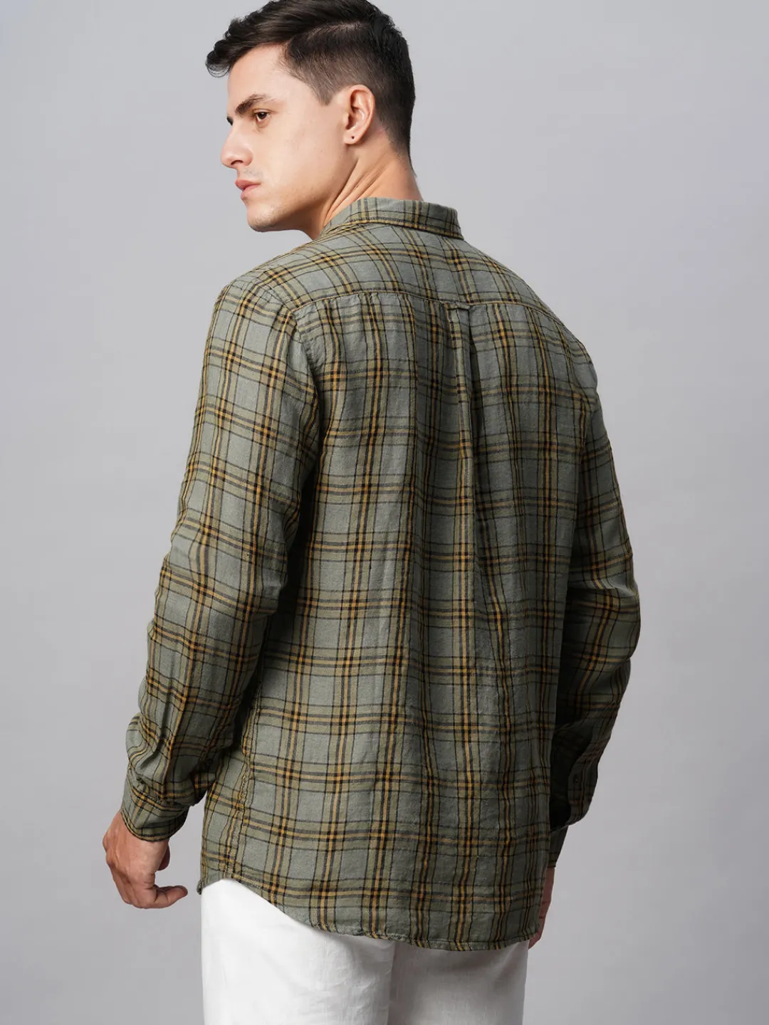 Women Cottonworld 100% Linen Shirts | 100% Linen Shirts^Men's 100% Linen Regular Fit Checked Shirt