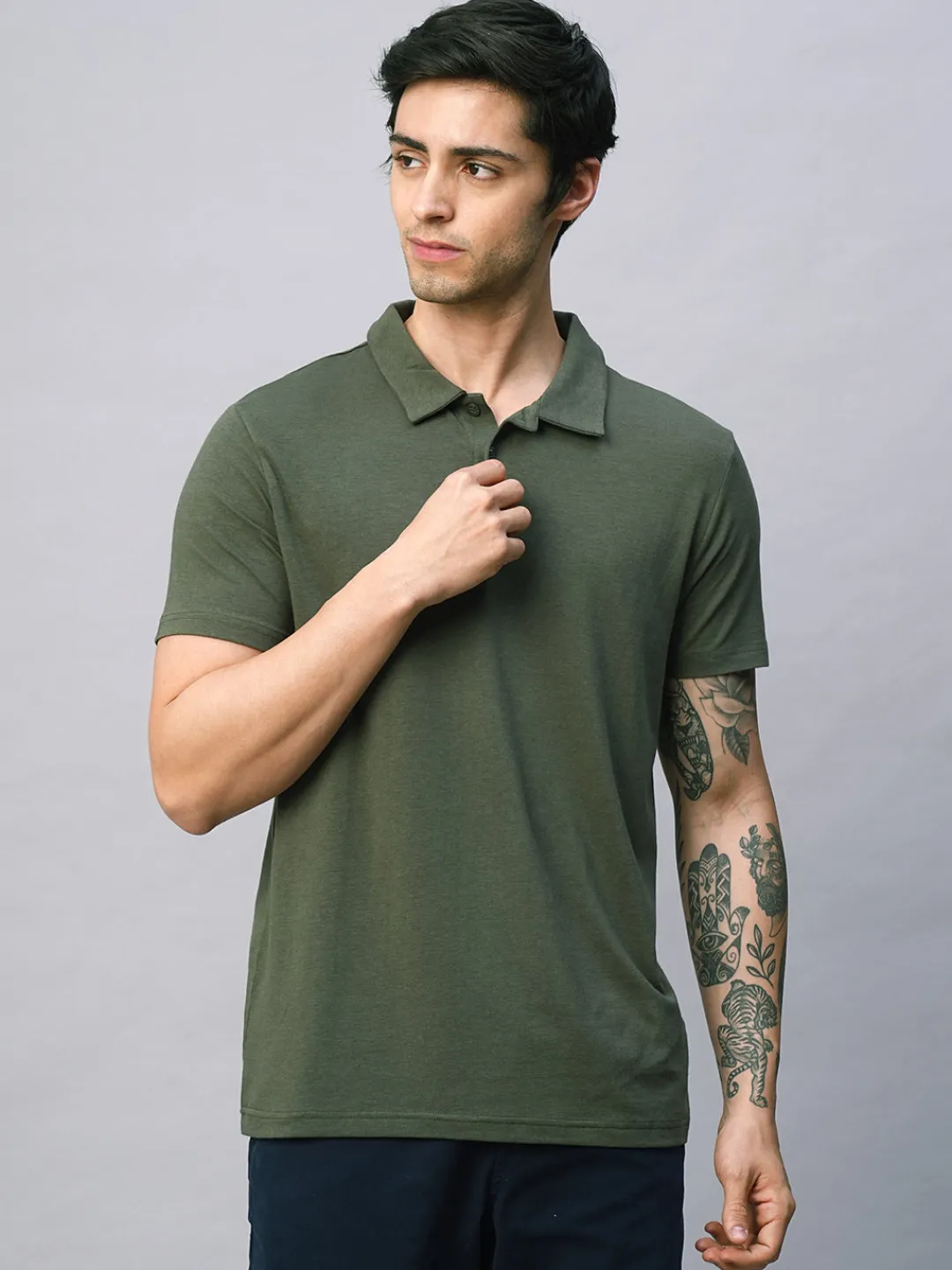 Cottonworld Men | Regular Fit^Men's Cotton Bamboo Elastane Regular Fit Tshirt