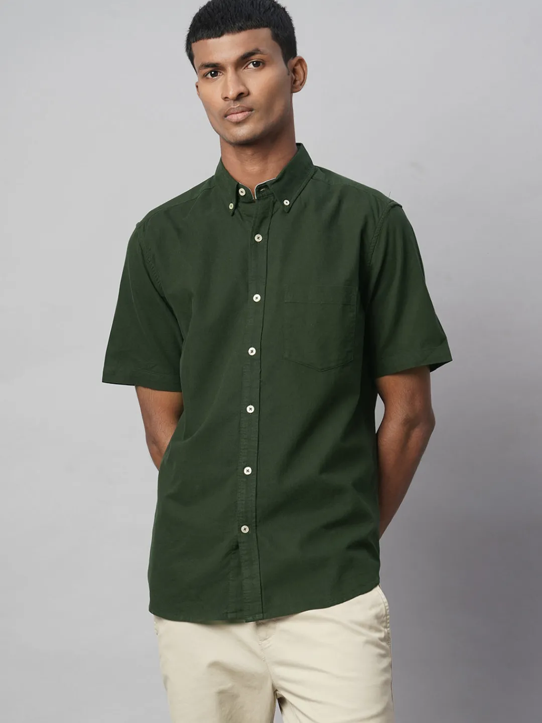 Women Cottonworld Solid | Solid^Men's Oxford 100% Cotton Regular Fit Shirt