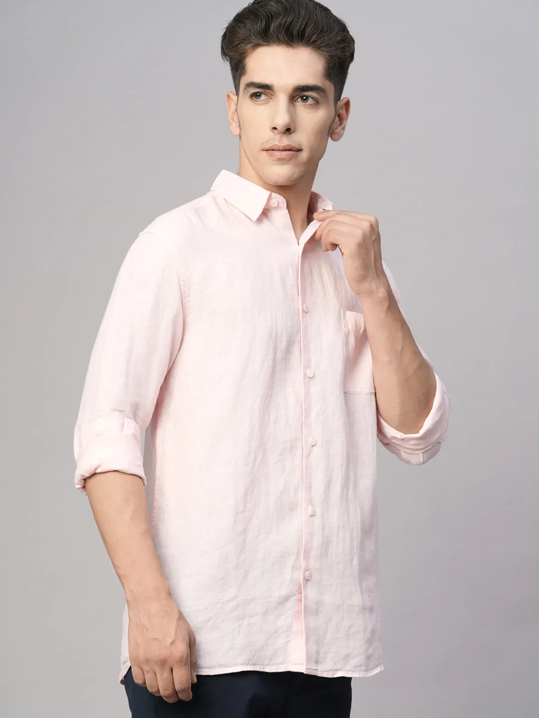 Women Cottonworld 100% Linen Shirts | 100% Linen Shirts^Men's 100% Linen Regular Fit Shirt
