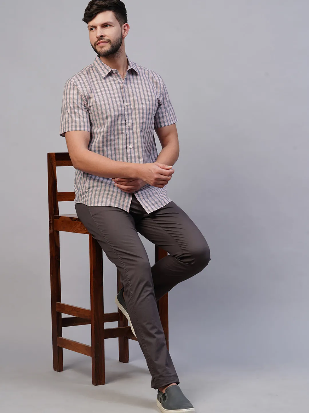 Women Cottonworld Checkered | Checkered^Men's Cotton Regular Fit Checked Shirt