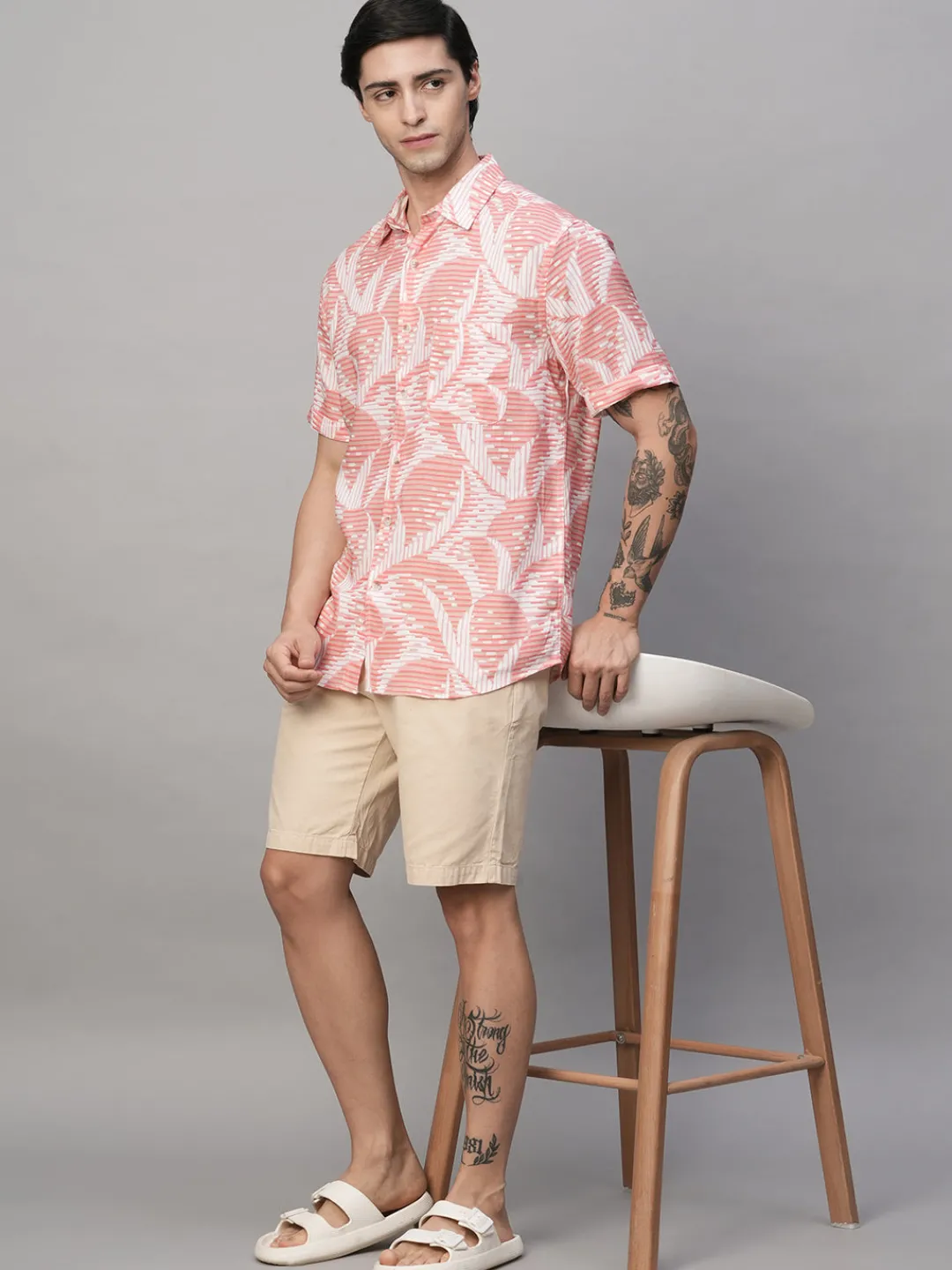 Women Cottonworld Shirts | Shirts^Men's Lyocell Linen Regular Fit Printed Shirt