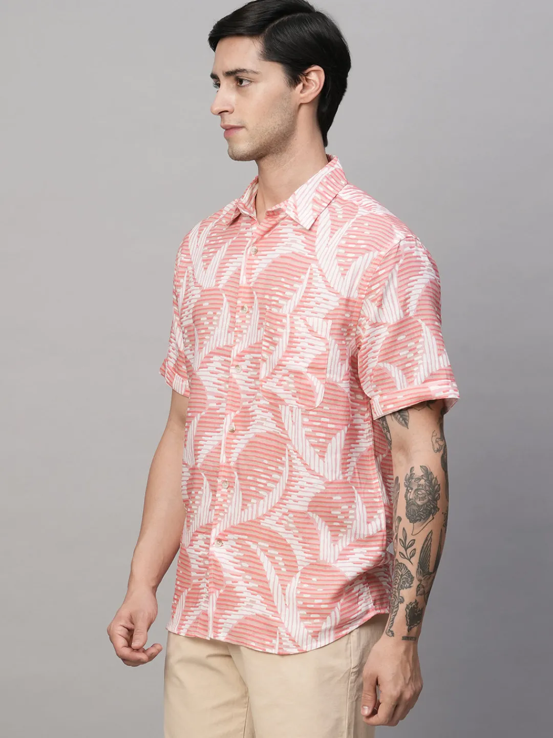 Women Cottonworld Shirts | Shirts^Men's Lyocell Linen Regular Fit Printed Shirt