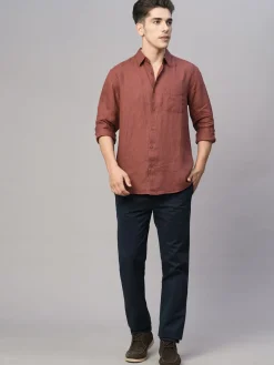 Women Cottonworld 100% Linen Shirts | 100% Linen Shirts^Men's 100% Linen Regular Fit Shirt