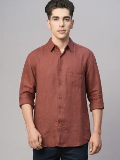 Women Cottonworld 100% Linen Shirts | 100% Linen Shirts^Men's 100% Linen Regular Fit Shirt